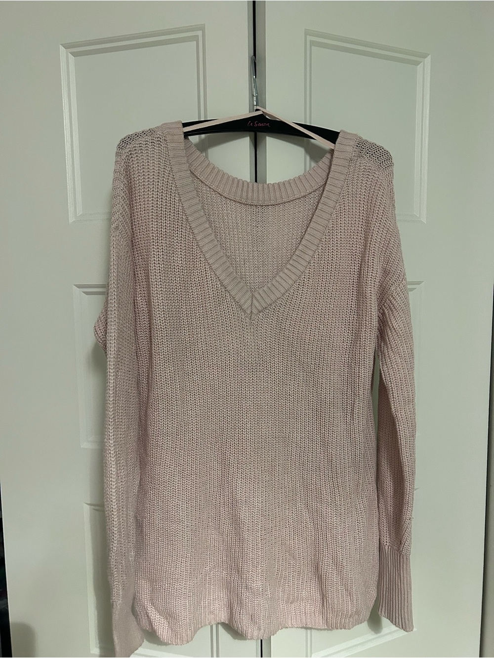 Garage Light Pink V-Neck Knit Sweater